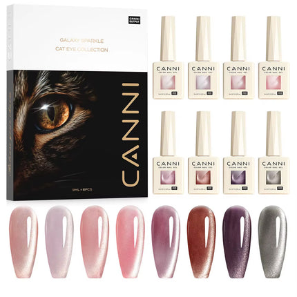 Canni® Magnetische Cat Eye Gellak Set | 8x9ml Kleuren + Magneet (HEMA-Vrij)