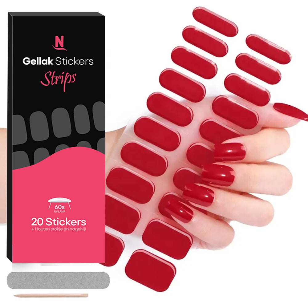 Gellak Stickers | Gel Strips / Wrap Set | Cherry Red