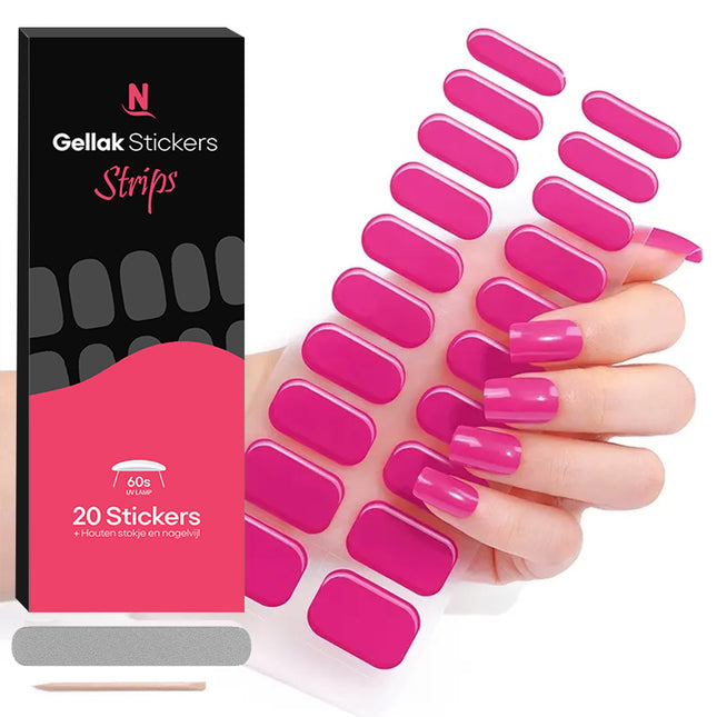 Gellak Stickers | Gel Strips / Wrap Set | Fuchsia Pink