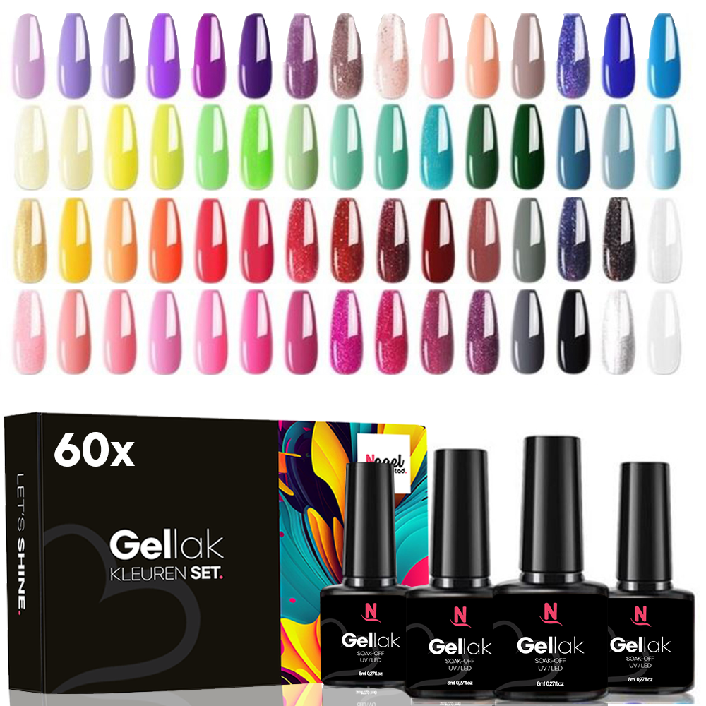 Gelnagels Kleuren Set XL | 60x Gellak box | HEMA-Vrij