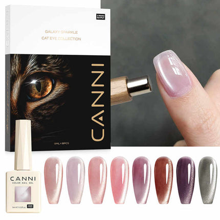 Canni® Magnetische Cat Eye Gellak Set | 8x9ml Kleuren + Magneet (HEMA-Vrij)
