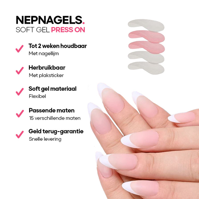 Soft Gel Press Ons | Almond Nepnagels | Plaknagels  | 150 Stuks