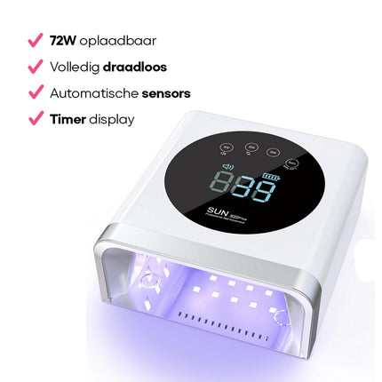 UV Nagel Lamp | Nageldroger 72W | Draadloos/Oplaadbaar