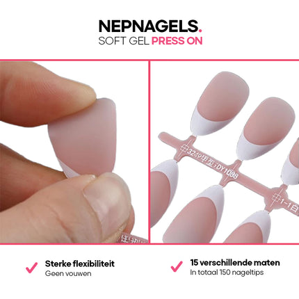 Soft Gel Press Ons | Almond Nepnagels | Plaknagels  | 150 Stuks