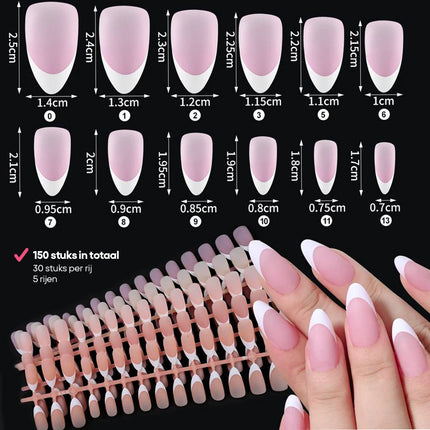 Soft Gel Press Ons | Almond Nepnagels | Plaknagels  | 150 Stuks