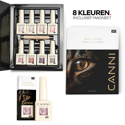 Canni® Magnetische Cat Eye Gellak Set | 8x9ml Kleuren + Magneet (HEMA-Vrij)