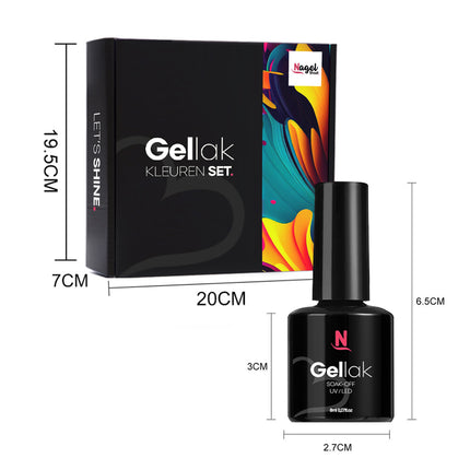 Gelnagels Kleuren Set XL | 34x Gellak box | 2x Top/Base/Mat Coat