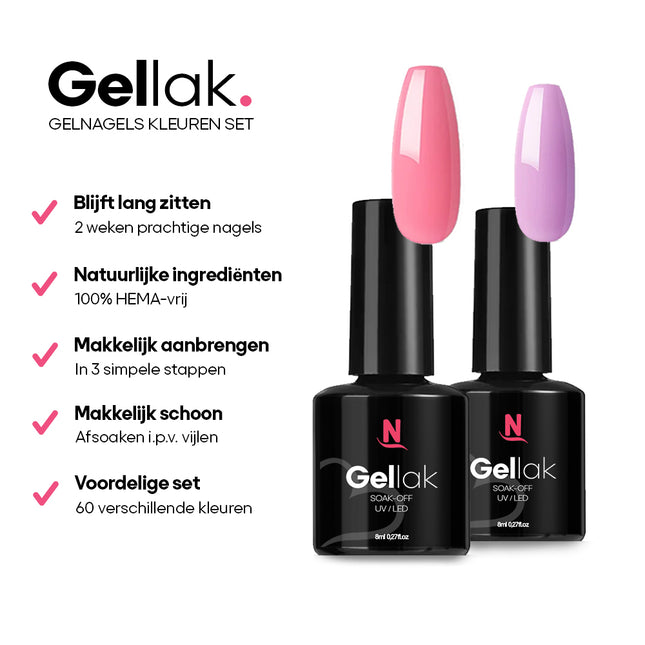Gelnagels Kleuren Set XL | 60x Gellak box