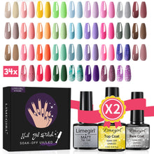 Afbeelding in Gallery-weergave laden, Gelnagels Kleuren Set XL | 34x Gellak box | 2x Top/Base/Mat Coat
