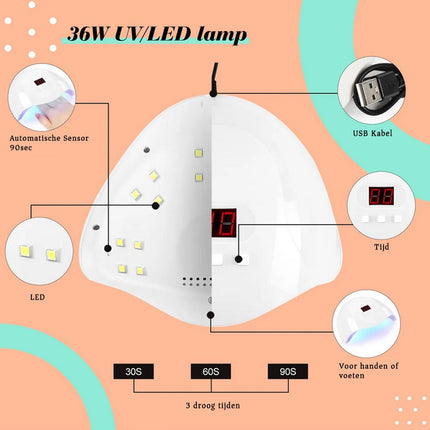 Coscelia Gelnagels Starterspakket | 36W UV/LED Lamp - Nagelstad