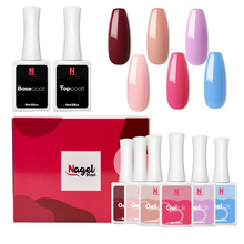 Afbeelding in Gallery-weergave laden, Gellak Kleuren Collectie Box | 6 Kleuren + Top/Base Coat | 15ml | HEMA-Vrij
