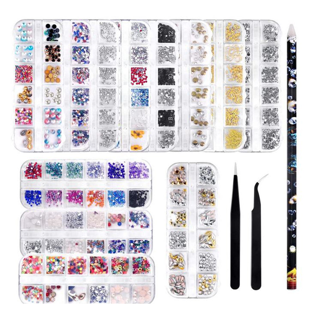 Nail Art | Decoratie glitters set | 12x Nagel Versiersels