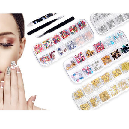 Nail Art | Decoratie glitters set | 12x Nagel Versiersels
